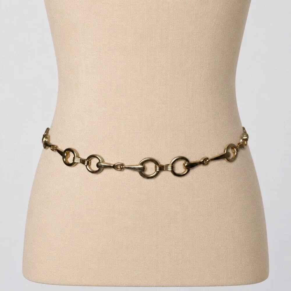 Chunky Horsebit Gold Chain Belt Equestrian vintage womens statement belt